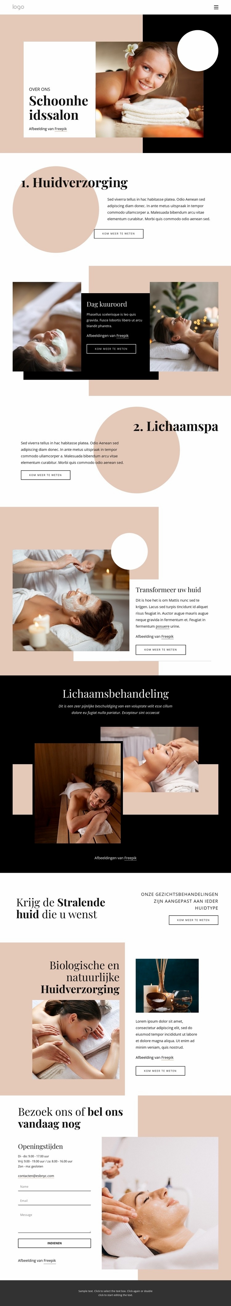 Nieuwe wellness-ervaringen Website ontwerp