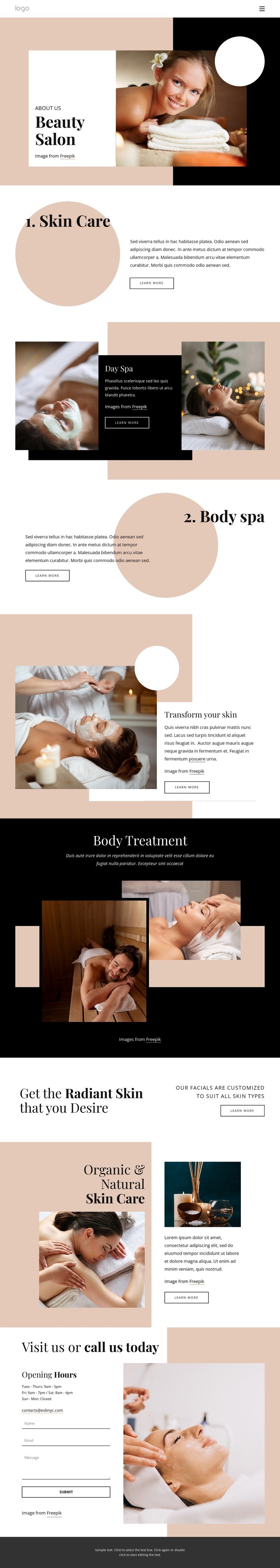 New wellness experiences Web Page Design