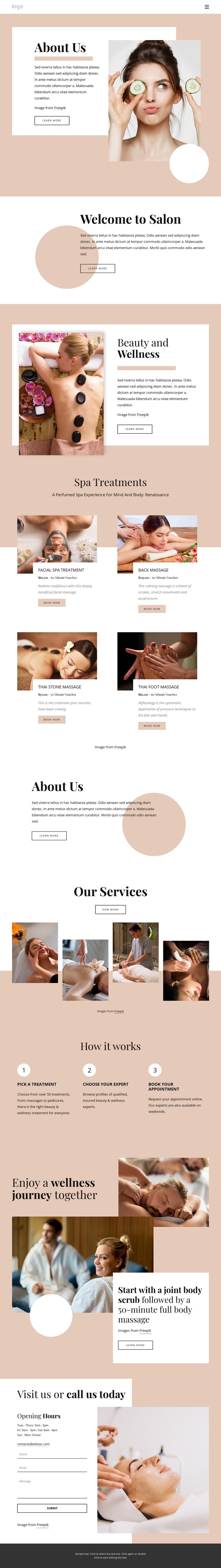About the spa salon CSS Template