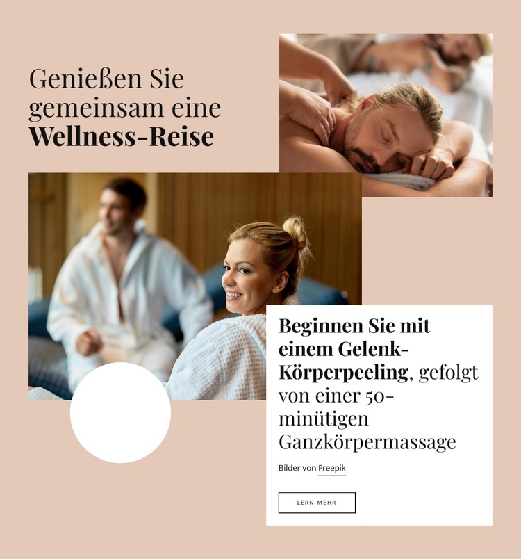 Genießen Sie gemeinsam eine Wellnessreise Website-Vorlage