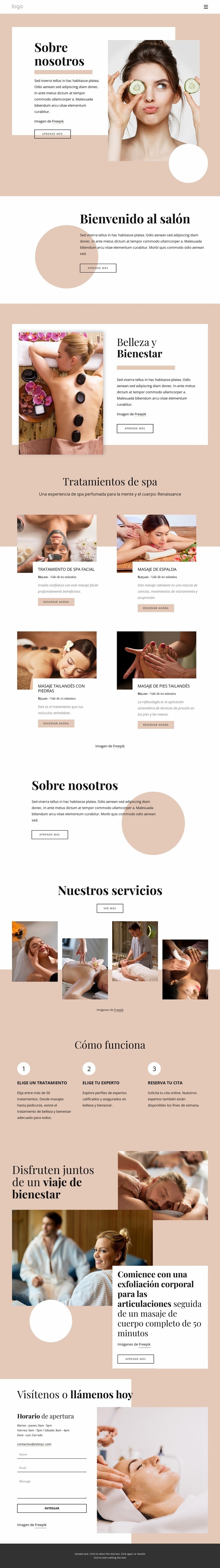 Sobre el salón de spa Creador de sitios web HTML