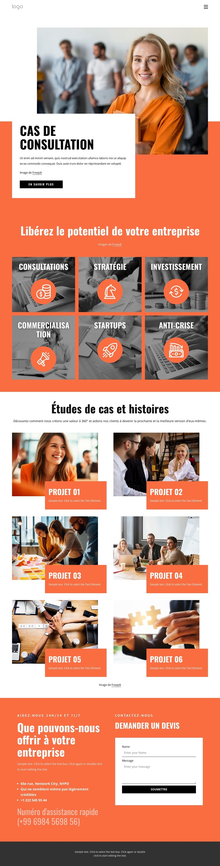 Témoignages de clients Modèle de site Web