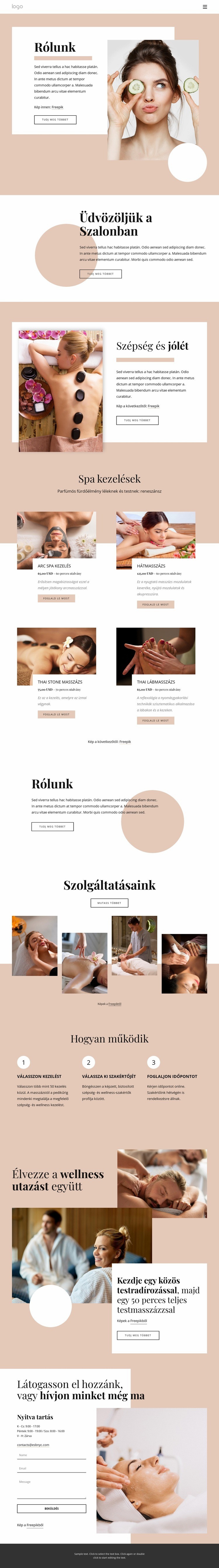 A spa szalonról HTML Sablon