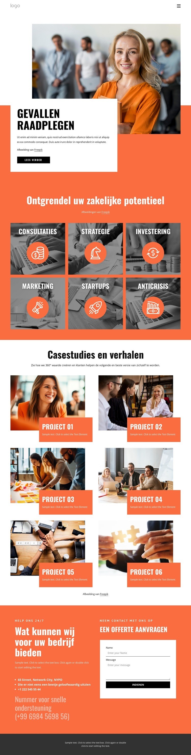 Succesverhalen van klanten Website mockup