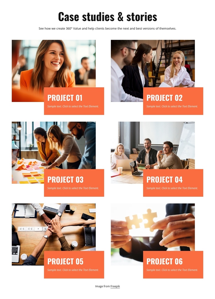 Consulting case studies and stories One Page Template