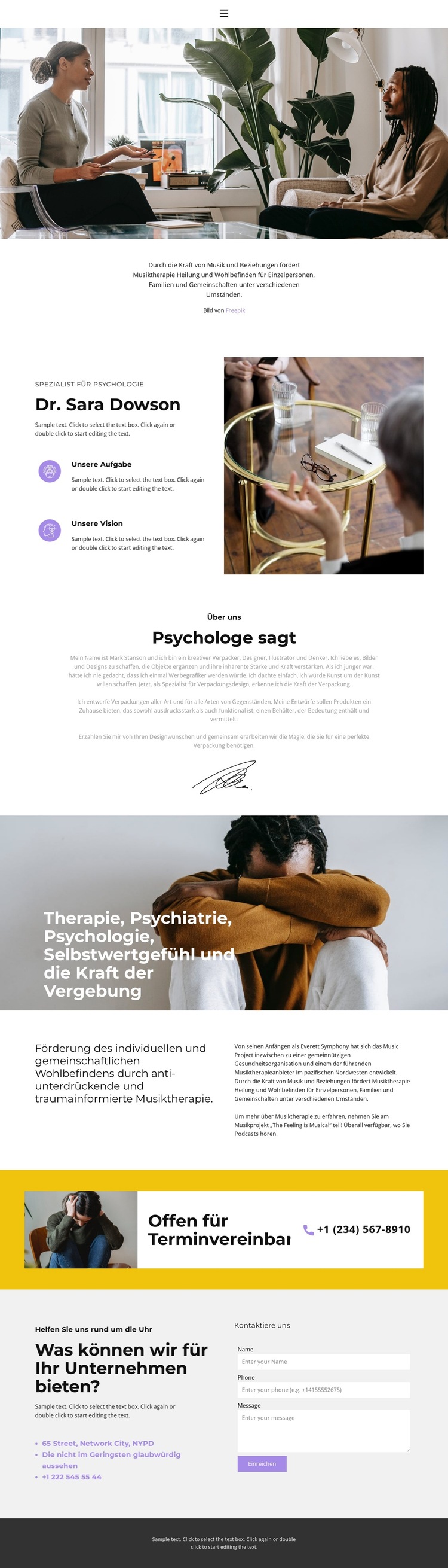 Qualifizierte Hilfe durch einen Psychologen Website-Vorlage