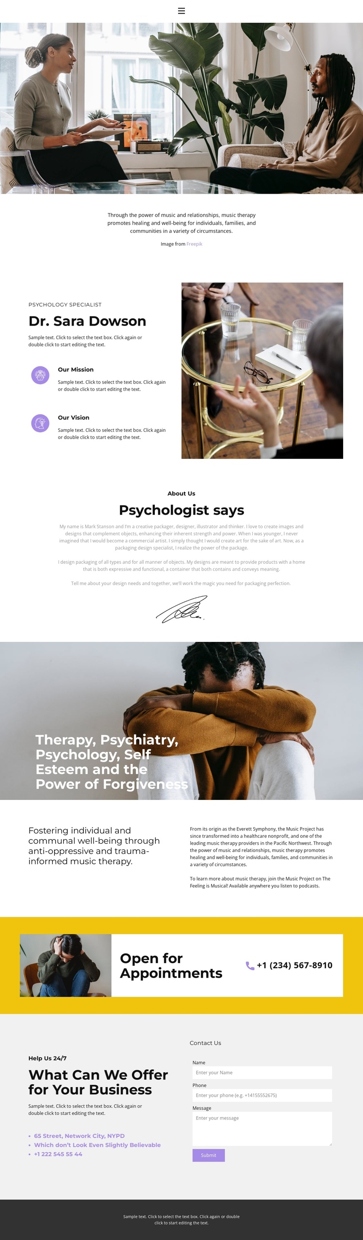 Qualified help from a psychologist One Page Template