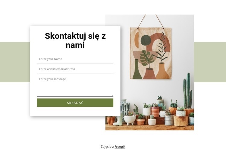 Formularz kontaktowy z prostokątem Makieta strony internetowej