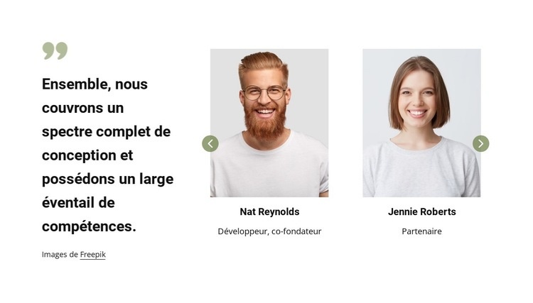 Bloc d'équipe avec slider et témoignage Créateur de site Web HTML