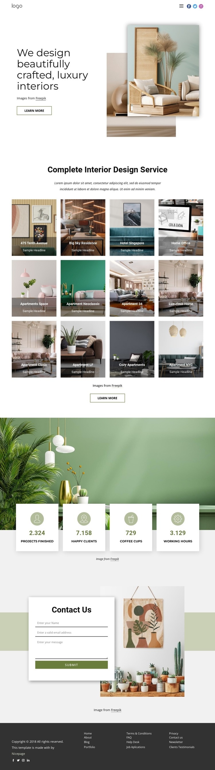 We design luxury interiors Homepage Design