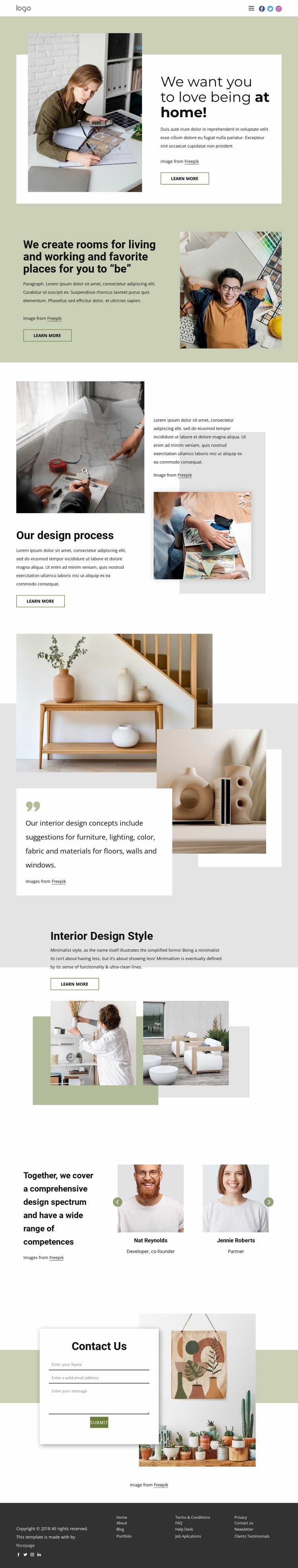 Custom interior designs Homepage Design