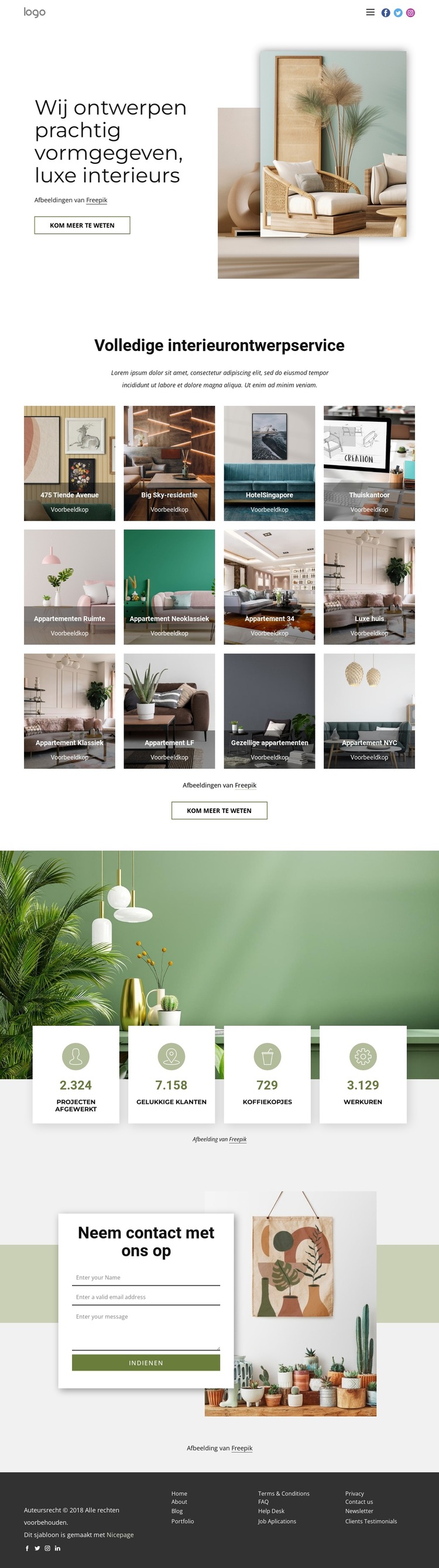 Wij ontwerpen luxe interieurs Website sjabloon