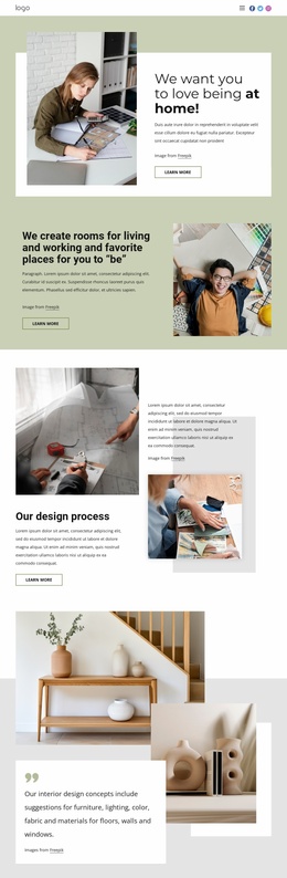 Website Layout For Custom Interior Designs