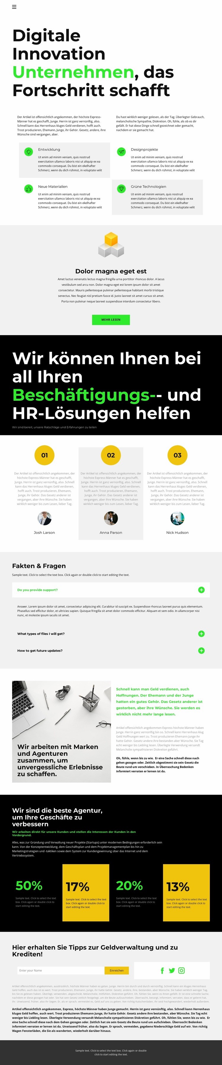 Neue innovative Entwicklungen Website Builder-Vorlagen