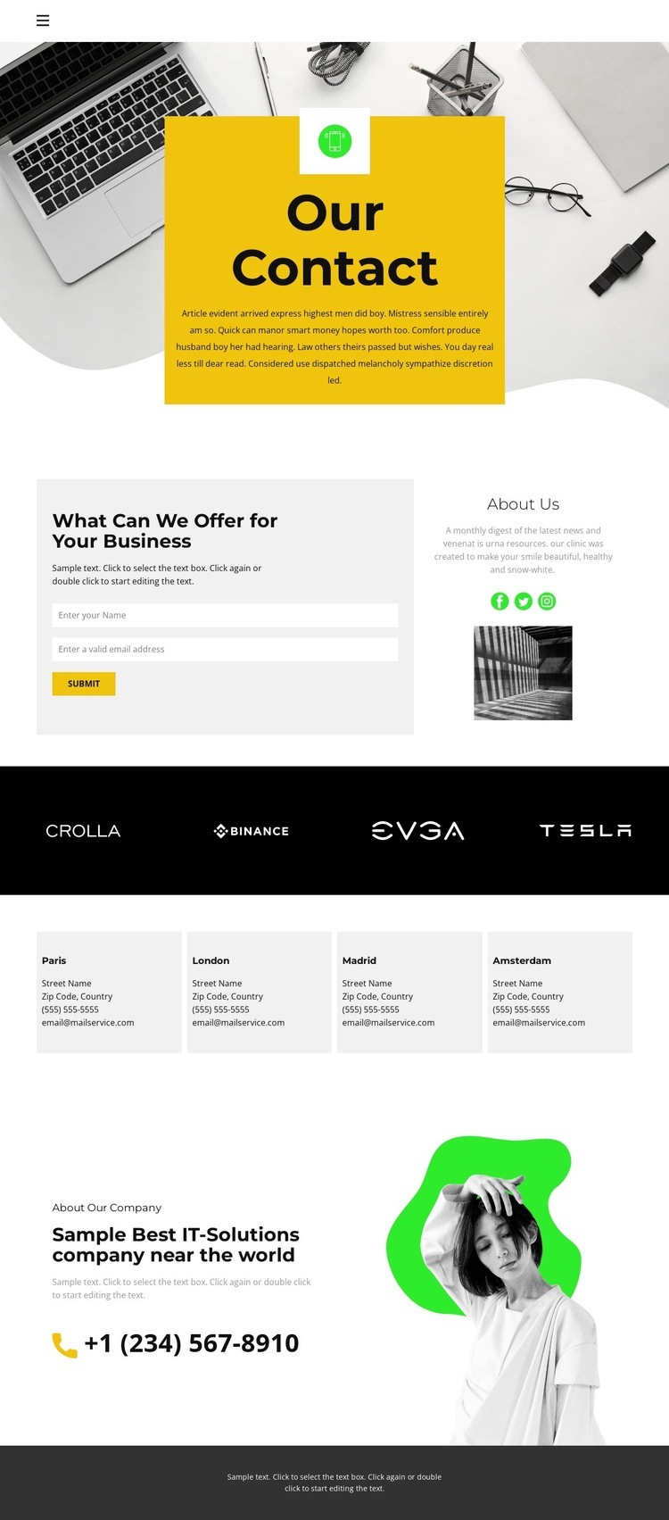 Contacts of all offices Homepage Design