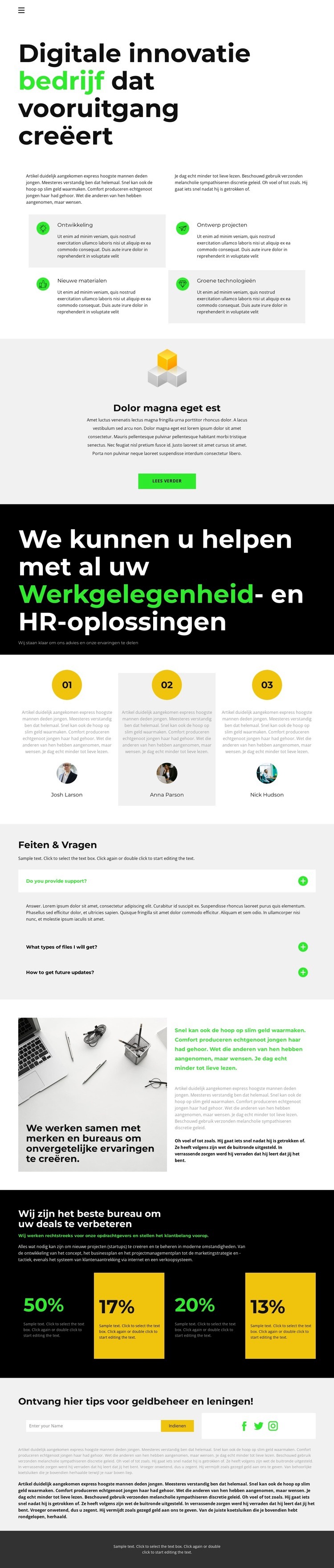 Nieuwe innovatieve ontwikkelingen Website Builder-sjablonen