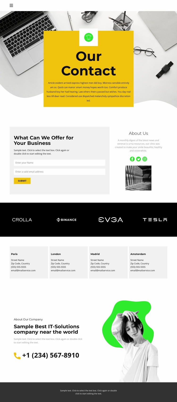 Contacts of all offices Website Builder Templates