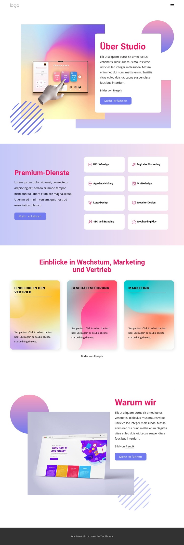 Wachstum, Marketing und Vertrieb Website-Vorlage