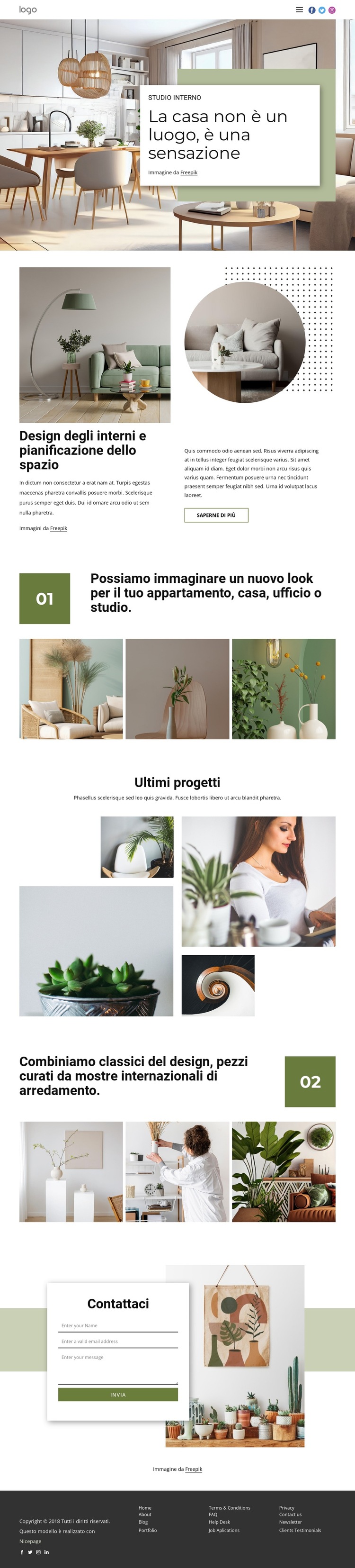 Progetti di interni per tutti i gusti Modello di sito Web