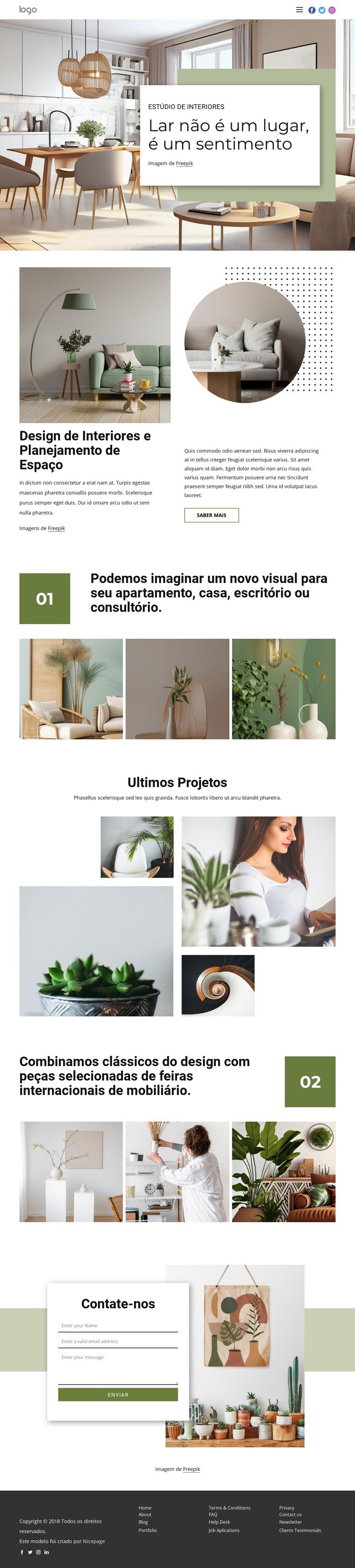 Designs de interiores para todos os gostos Construtor de sites HTML