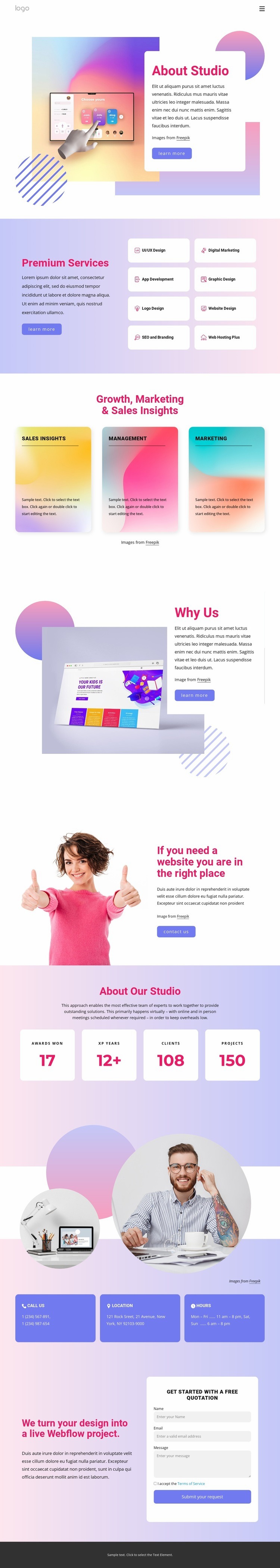 Growth, marketing and sales Web Page Design