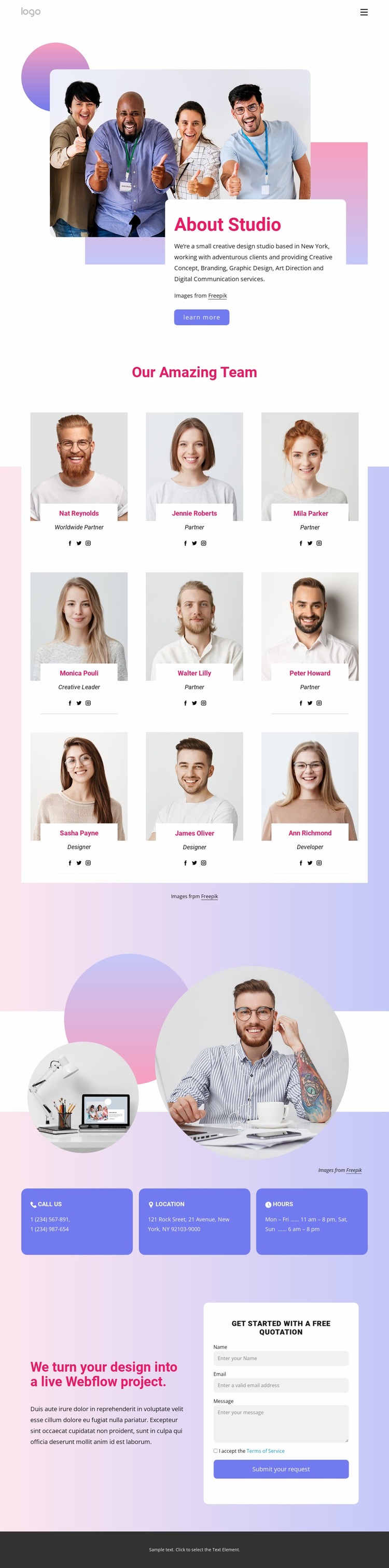 Art creative studio Website Mockup