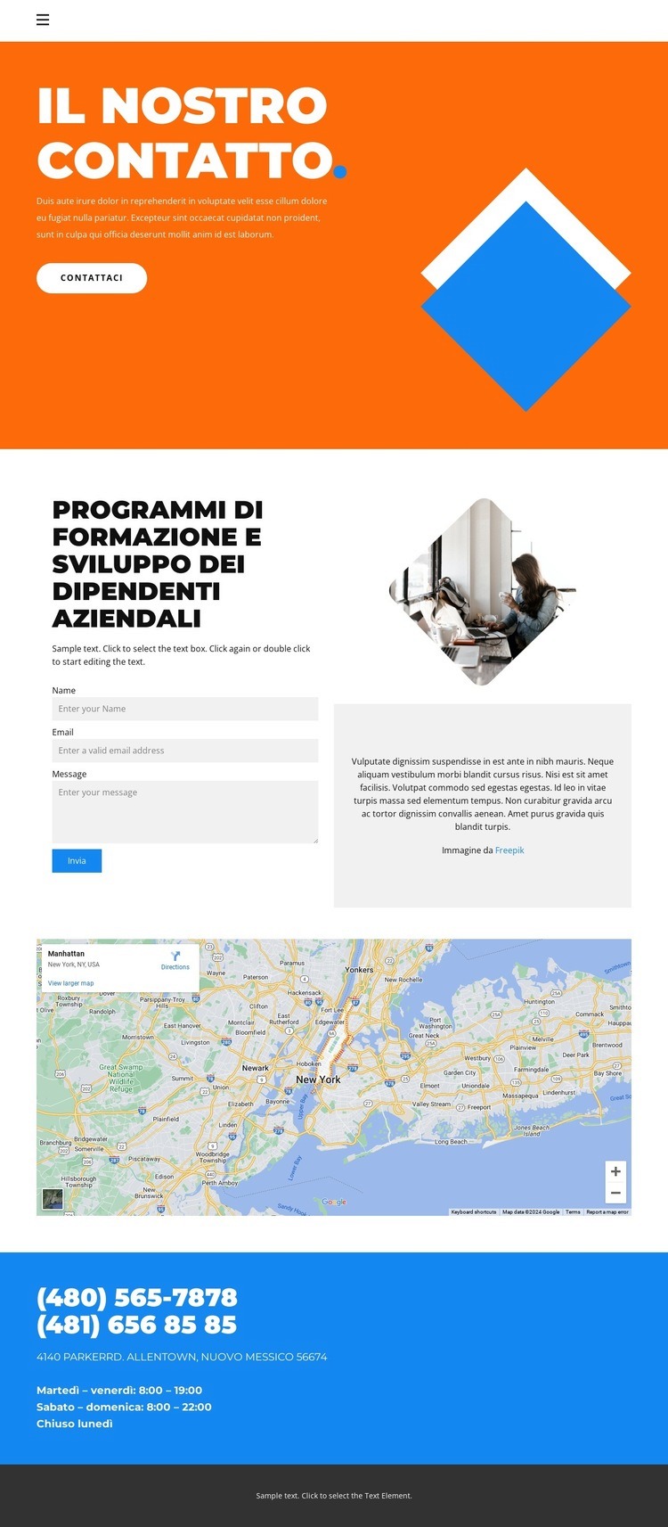 Contatti dell'agenzia di design Modelli di Website Builder