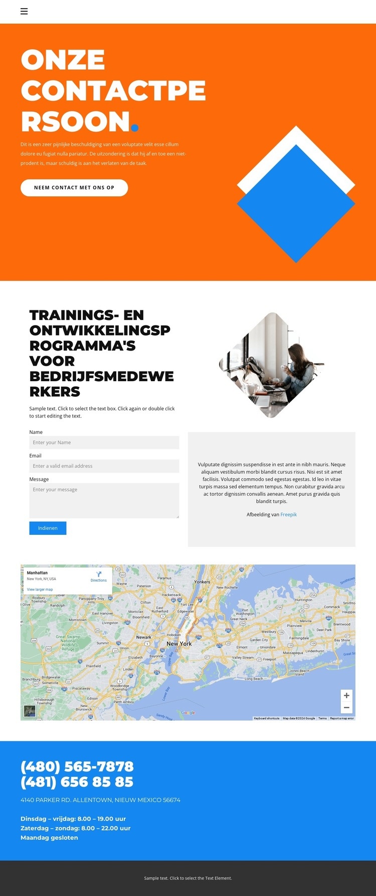 Contacten ontwerpbureau Website Builder-sjablonen