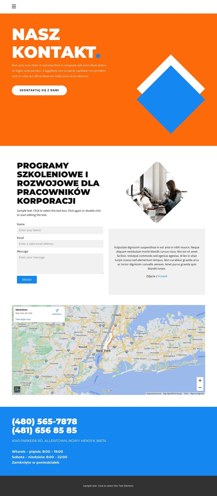 Kontakty z biurem projektowym Motyw WordPress