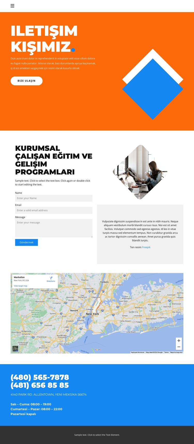 Tasarım ajansı iletişim bilgileri HTML Şablonu