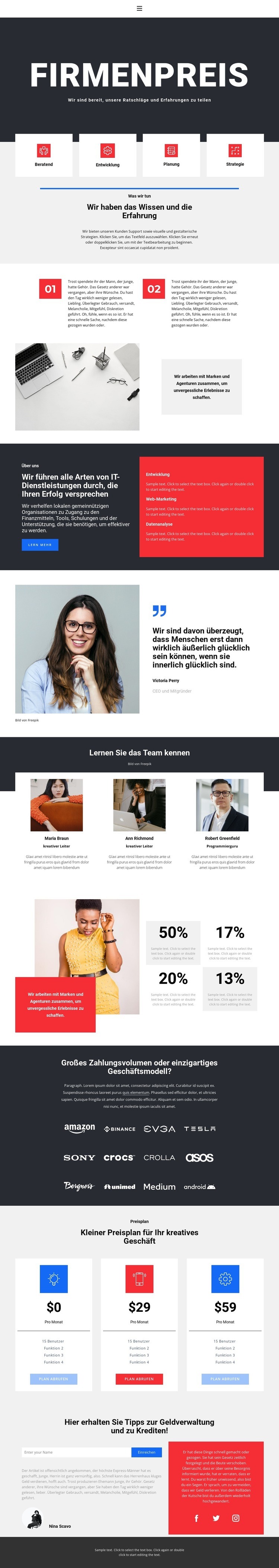 Unternehmenseinstellungen HTML Website Builder