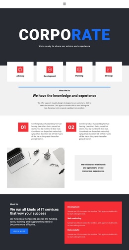 Most Creative One Page Template For Corporate Settings