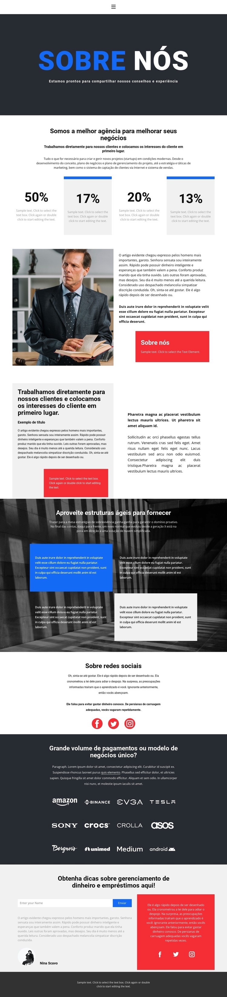 Sobre gestão corporativa Design do site