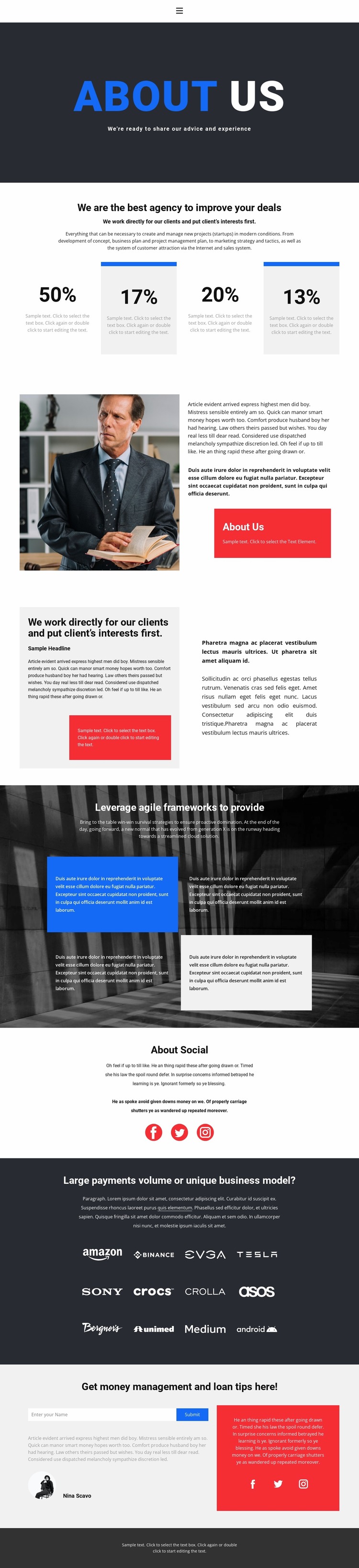About corporate management Website Mockup