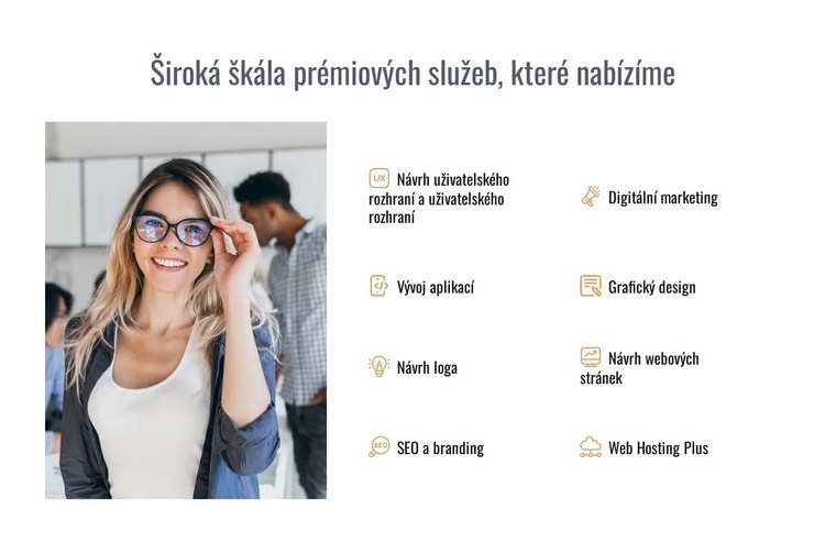 Prémiová rozmanitost nabízených služeb Šablona CSS