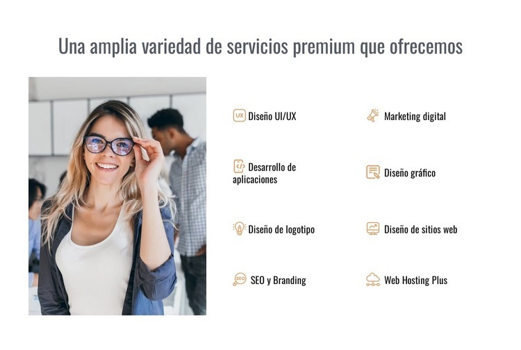 Variedad premium de servicios ofrecidos. Diseño de páginas web