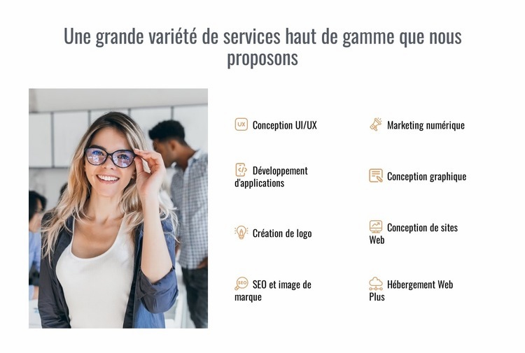 Variété premium de services offerts Créateur de site Web HTML