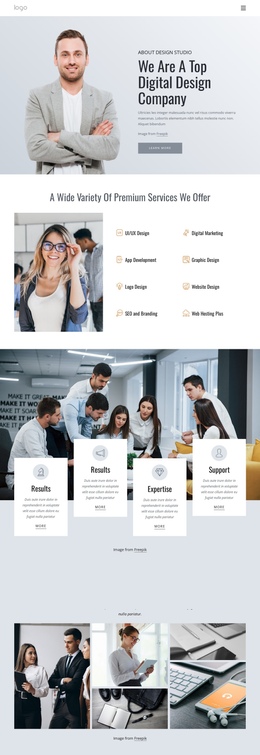 Most Creative One Page Template For About Web Design Studio