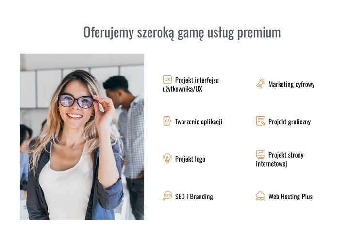 Różnorodność oferowanych usług premium Motyw WordPress