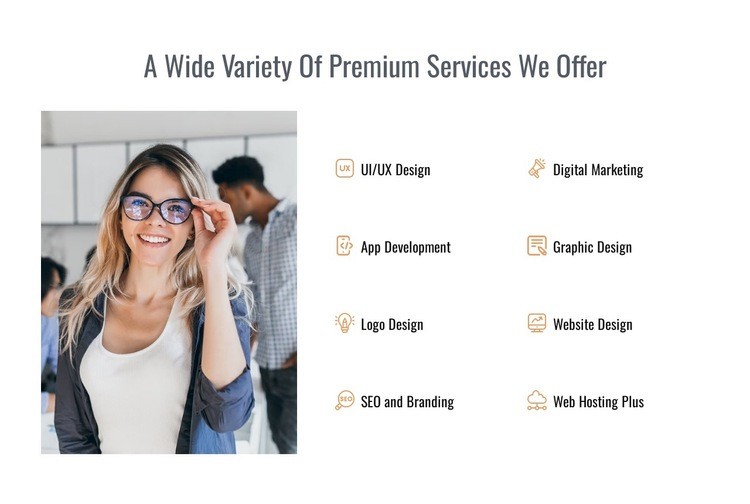 Premium variety of services offered Webflow Template Alternative