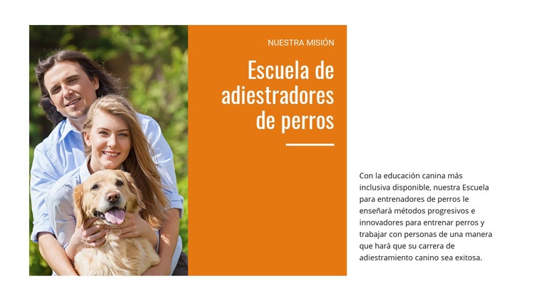 Nuestra escuela de adiestramiento canino Maqueta de sitio web