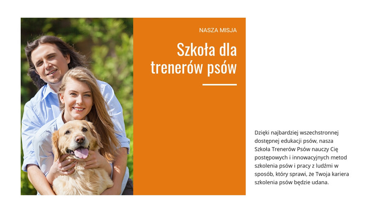 Nasza szkoła szkolenia psów Szablon witryny sieci Web