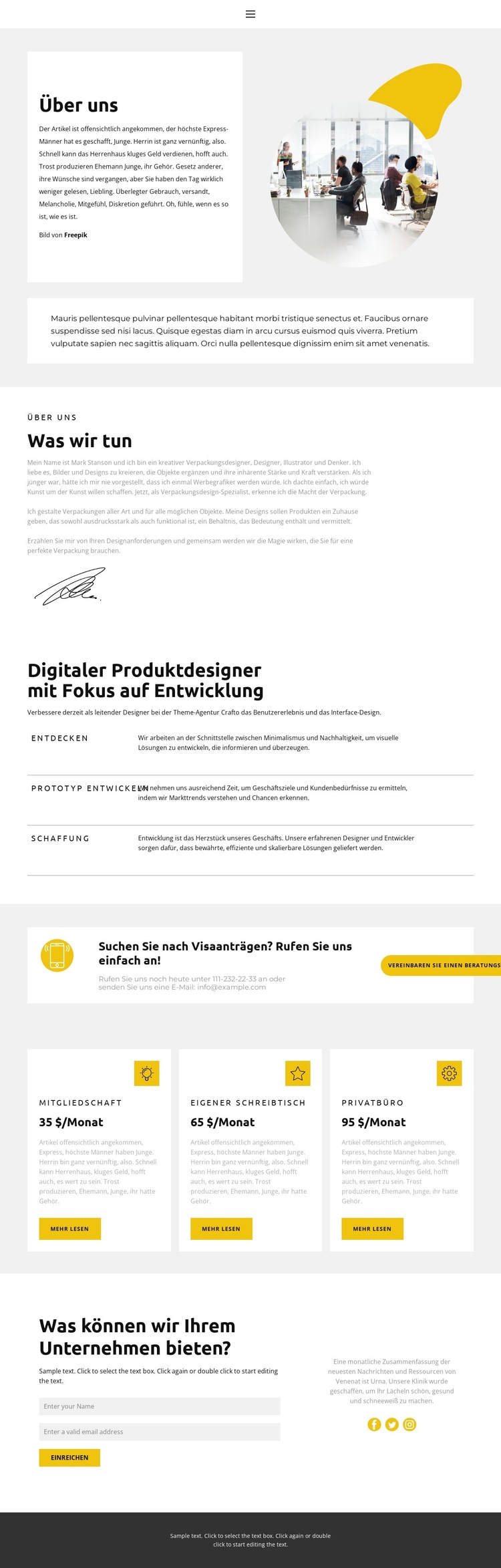 Über unsere kleine Agentur Website-Vorlage