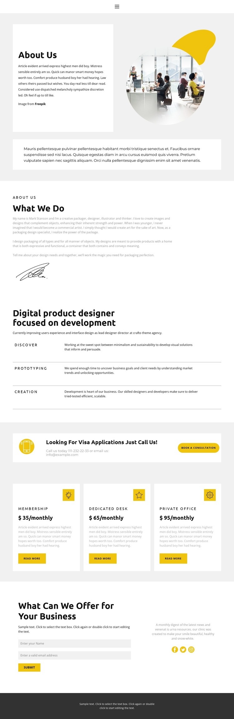 About our small agency Homepage Design