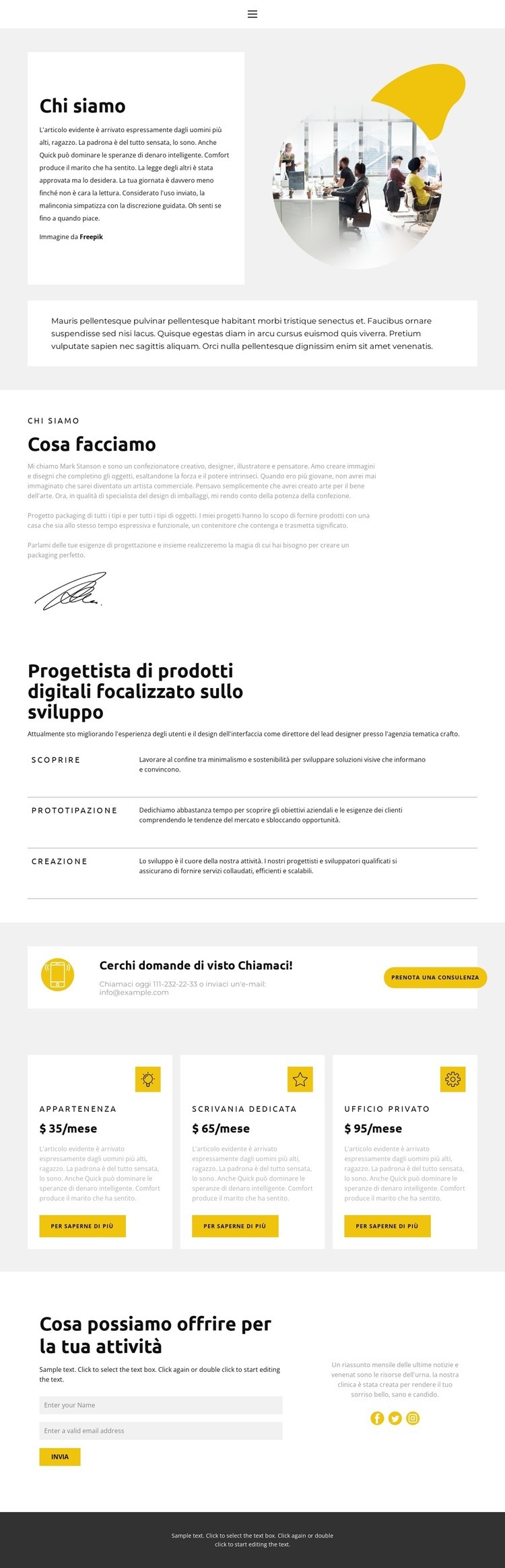 Sulla nostra piccola agenzia Modelli di Website Builder