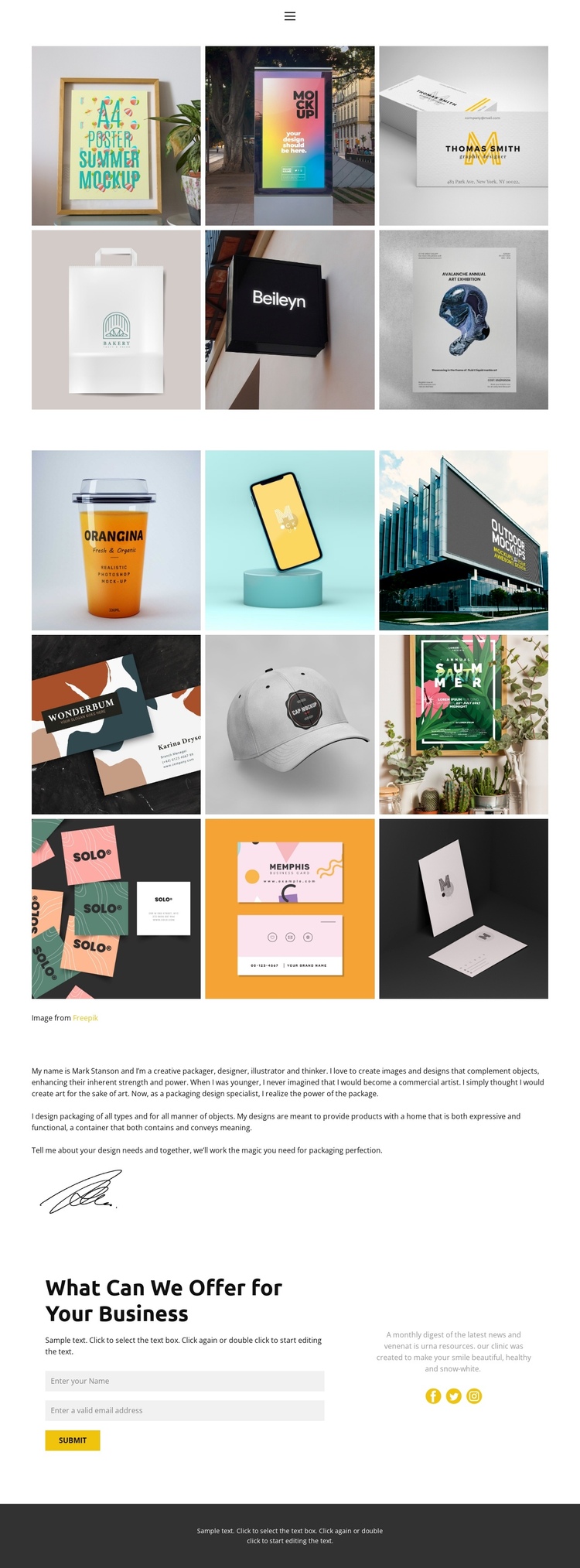 Gallery with the best projects One Page Template