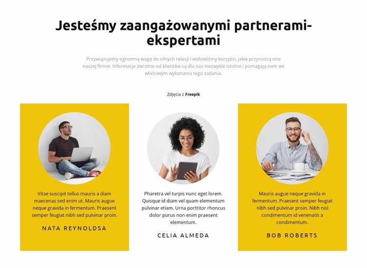 Menadżerowie projektu Makieta strony internetowej