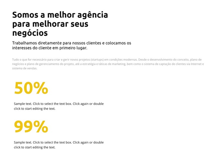 Estatísticas em porcentagem Modelo de site