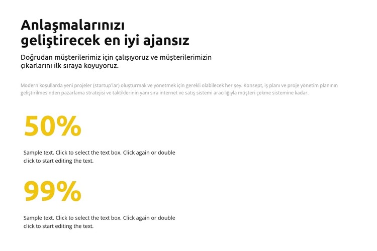 Yüzde cinsinden istatistikler CSS Şablonu