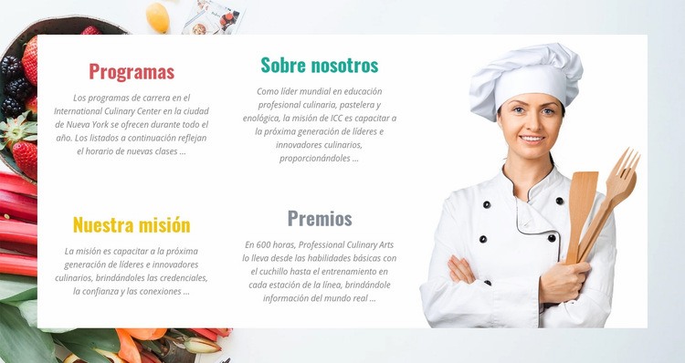 Cocinero profesional capacitado Maqueta de sitio web